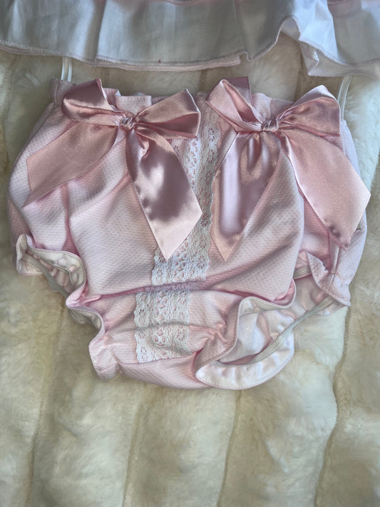 Girls Pink Double Bow 2 Piece Set