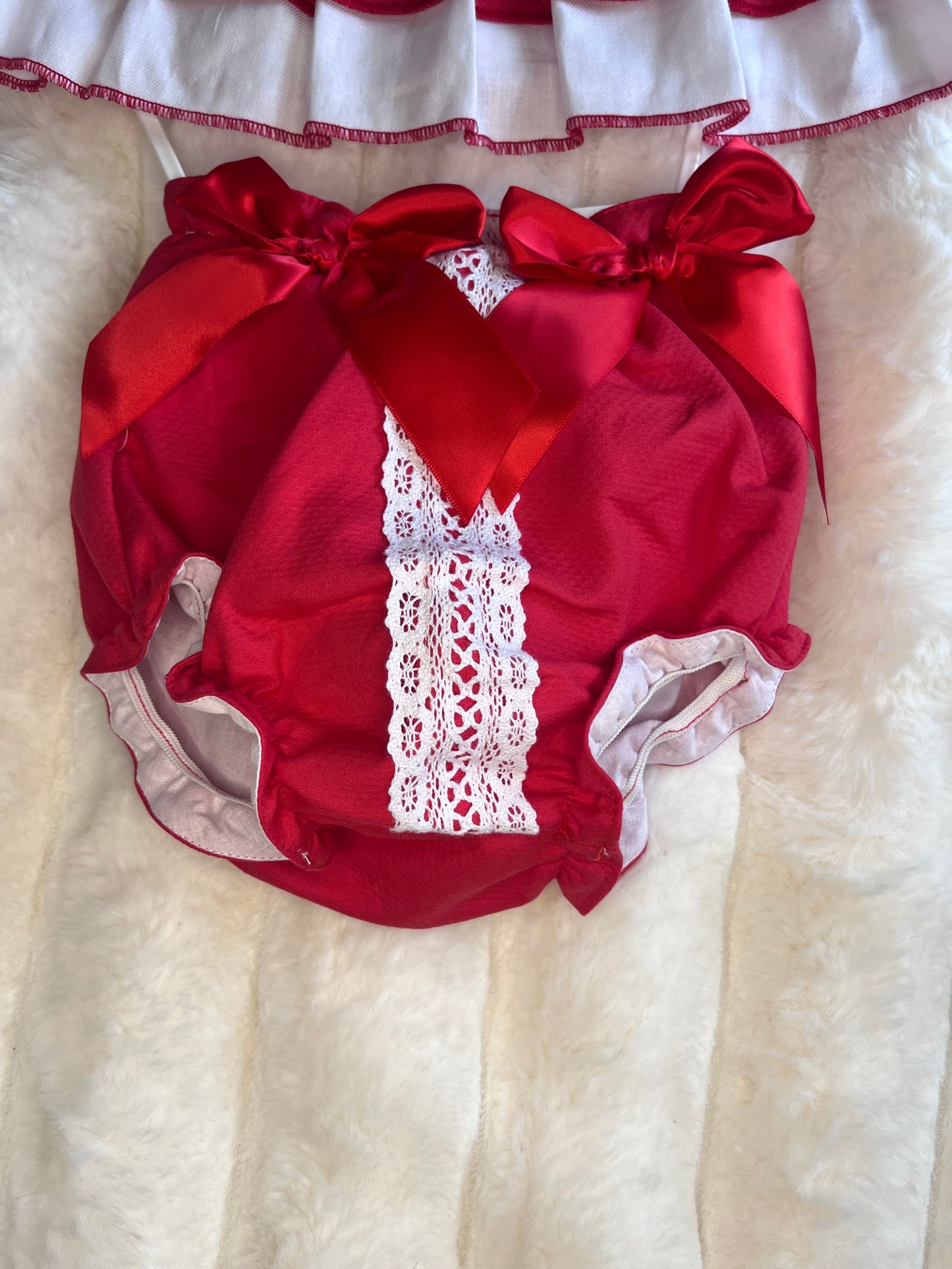 Girls Red Double Bow 2 Piece Set