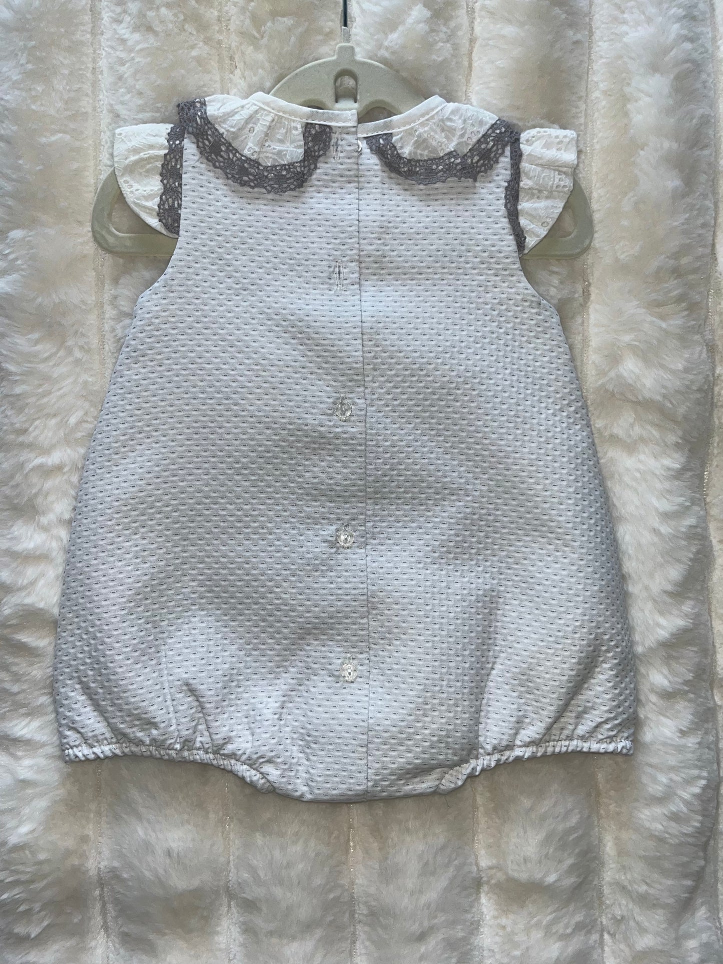 Girls Grey Bow Frill Romper
