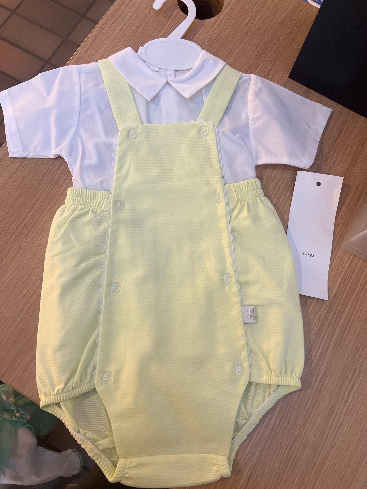 Boys yellow short sleeved romper set
