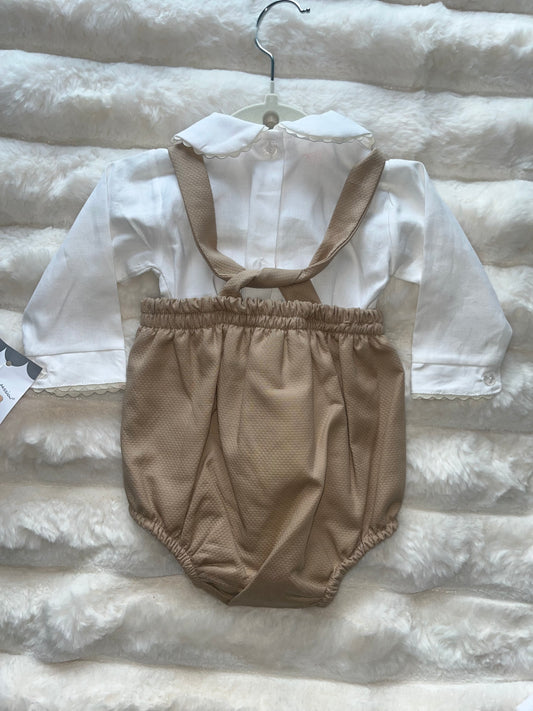 Boys Beige Romper 2 Piece Set 18M