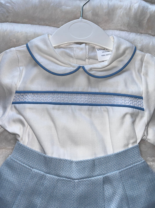Boys Blue 2 Piece Smock Chest Set - 18-24M