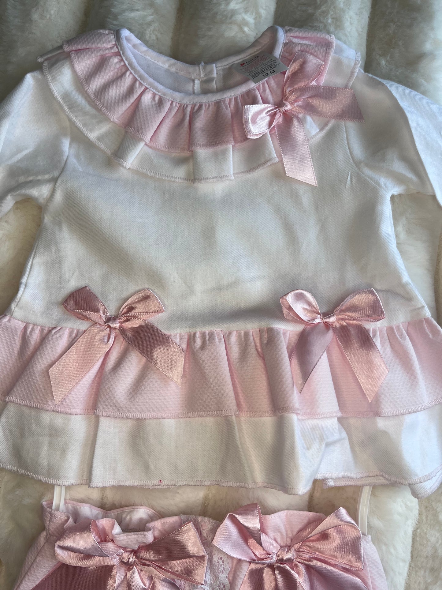 Girls Pink Double Bow 2 Piece Set