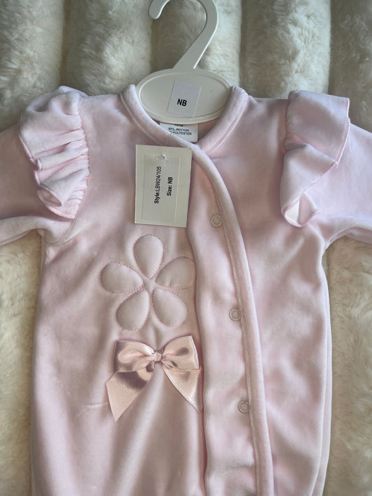 Girls Flower Ruffle Sleepsuit