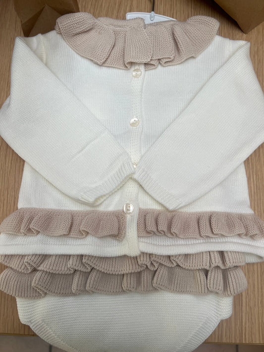 Girls spotty frill two piece.