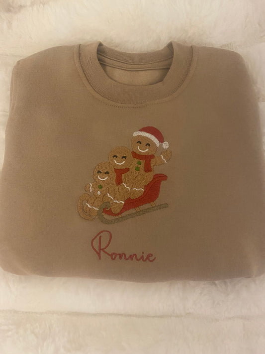 Taupe Gingerbread Christmas Jumper With Personalised Name