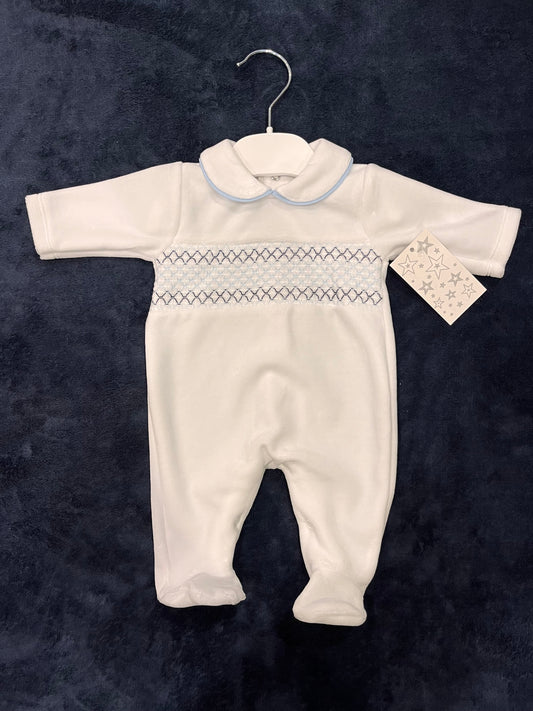 Boys Velour White & Blue Suit
