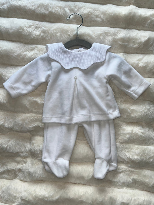 Boys Velour Two Piece Collared Set. - 1 Months