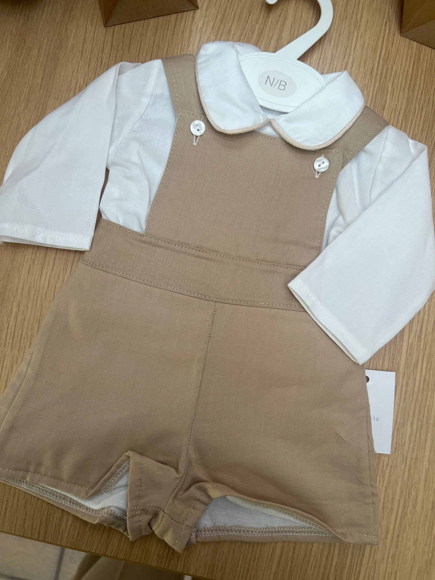 Boys beige romper with shirt