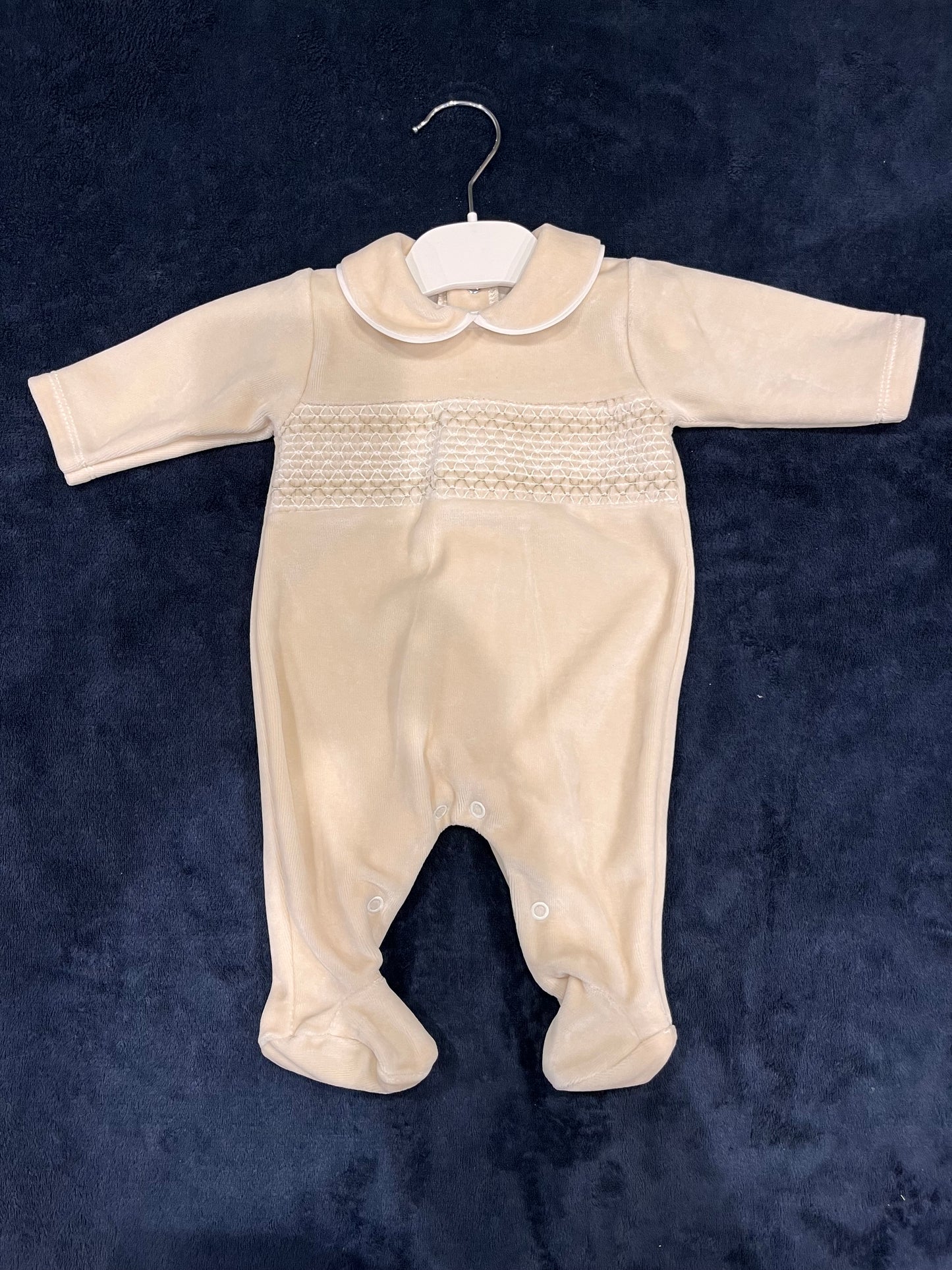 Beige Velour Smock Suit