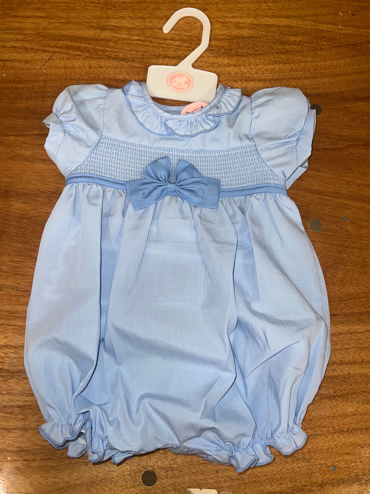Blue frill bow romper