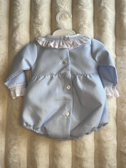 Girls Powder Blue Double Bow Romper