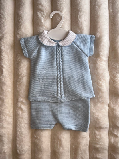 Boys Blue Knitted Two Piece Set