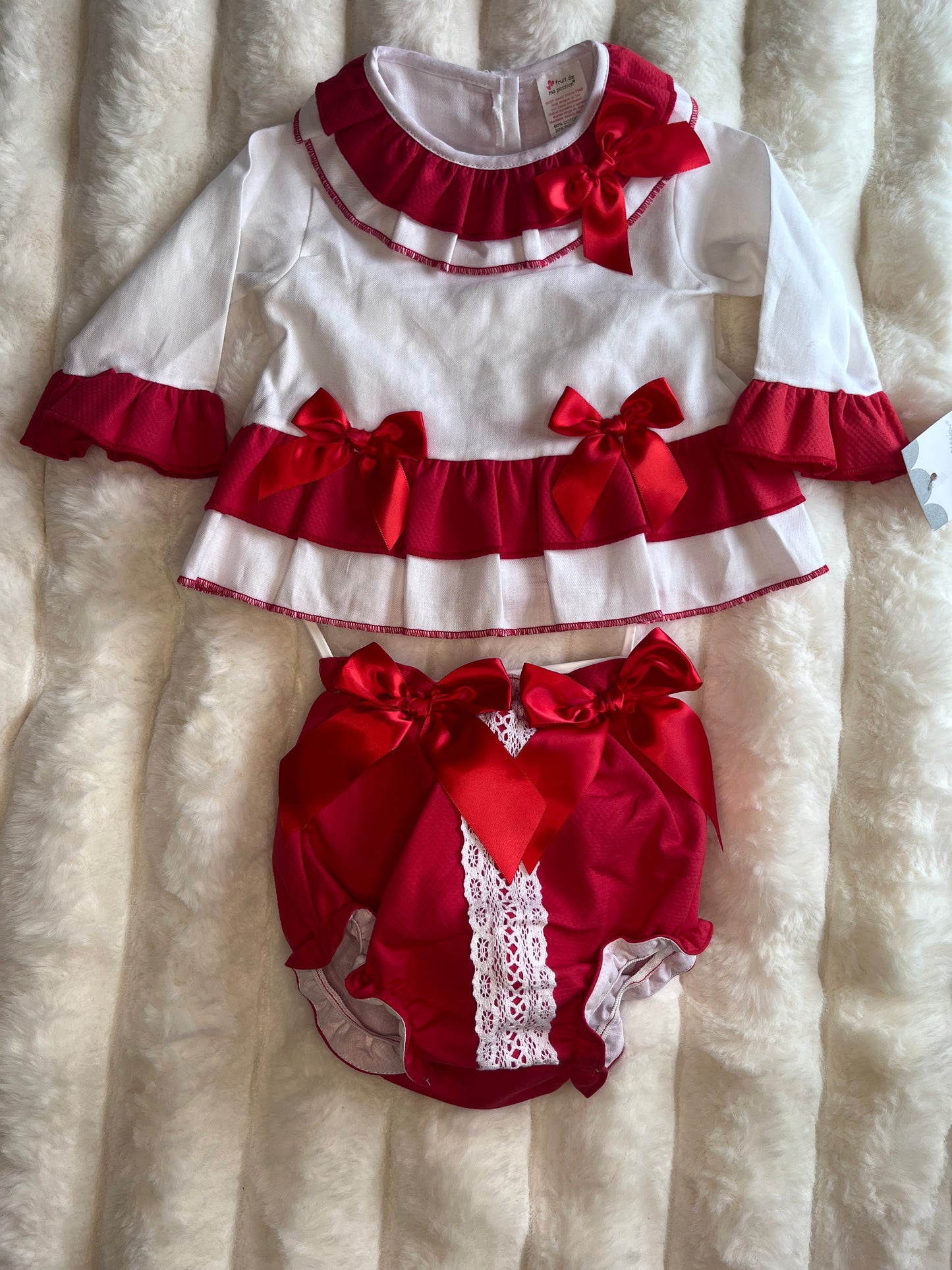 Girls Red Double Bow 2 Piece Set