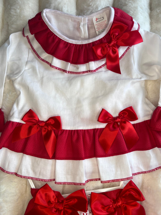 Girls Red Double Bow 2 Piece Set