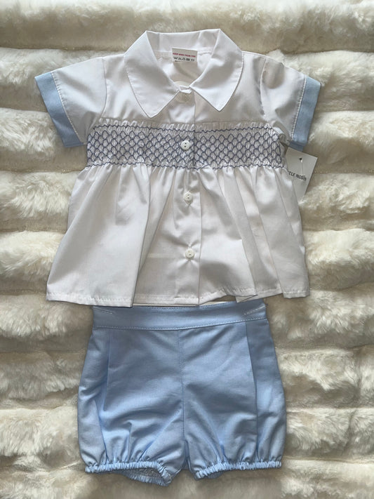 Boys Blue Smock Two Piece Set - 3-6 Months