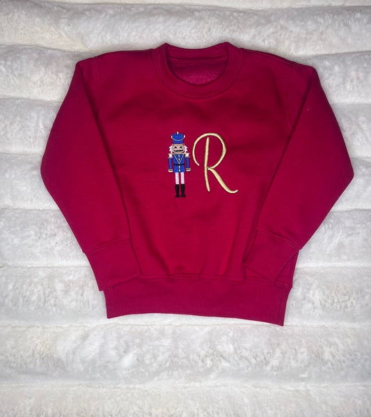 Red Christmas Nutcracker Jumper With Initial