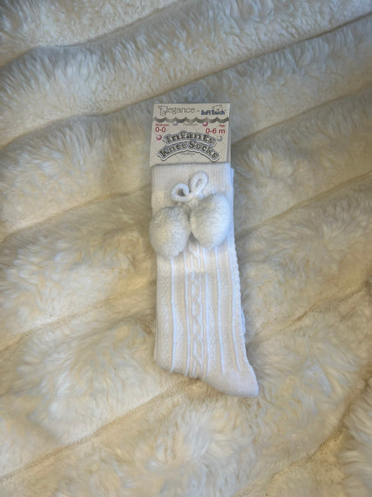 White PomPom Socks
