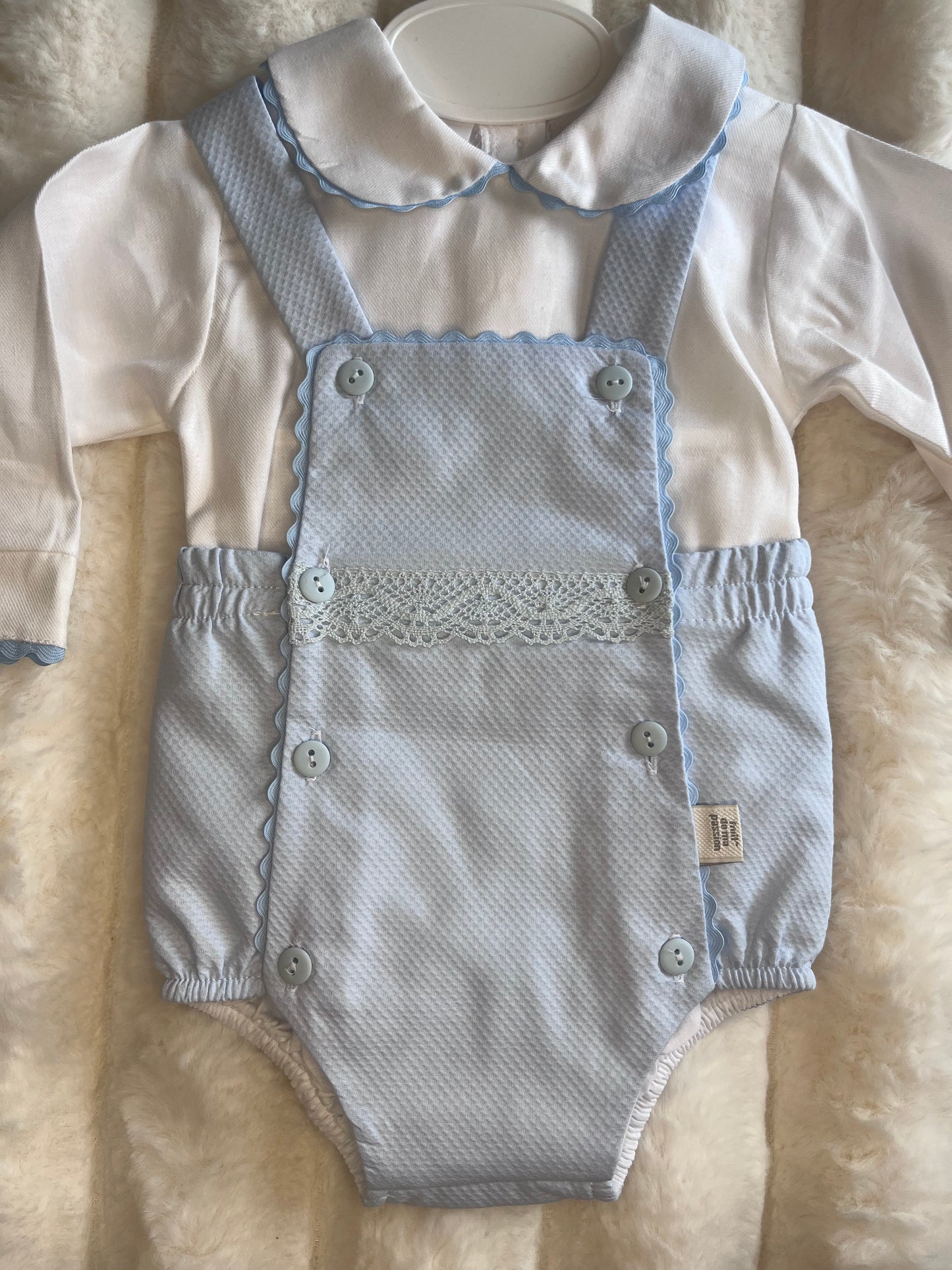 Boys Baby Blue 2 Piece Romper