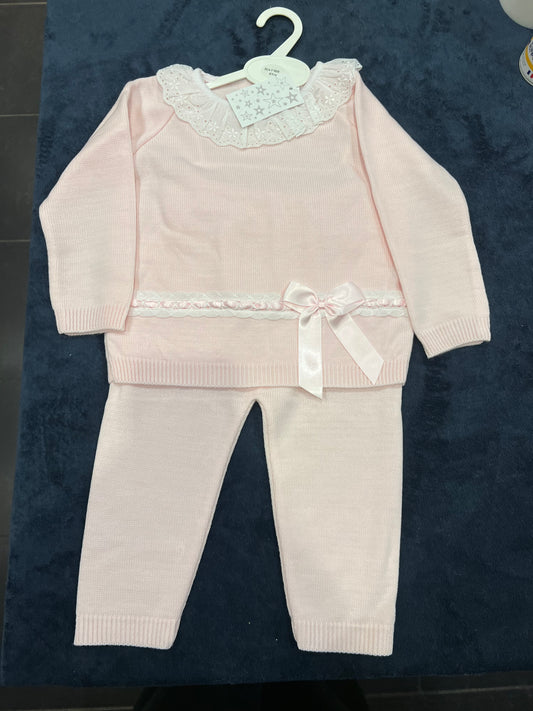 Girls pink frill & bow loungewear