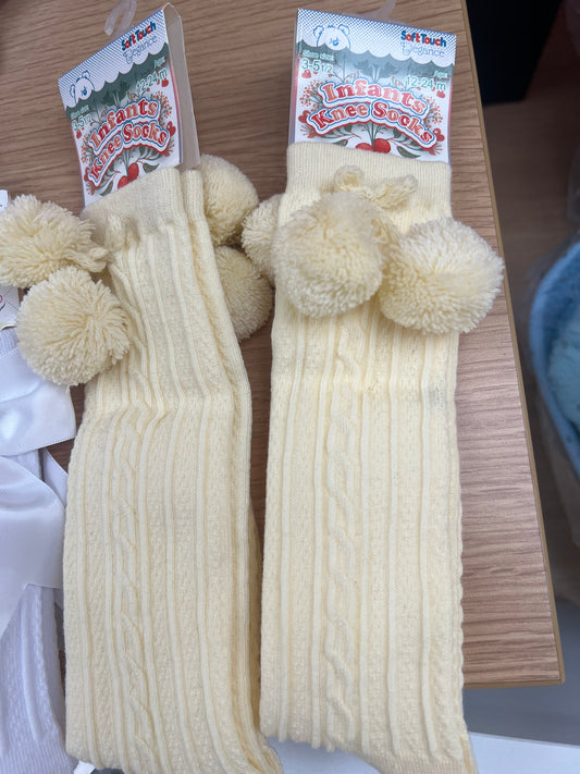 Boys lemon knee Pom Pom socks