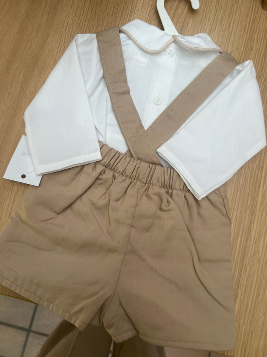 Boys beige romper with shirt