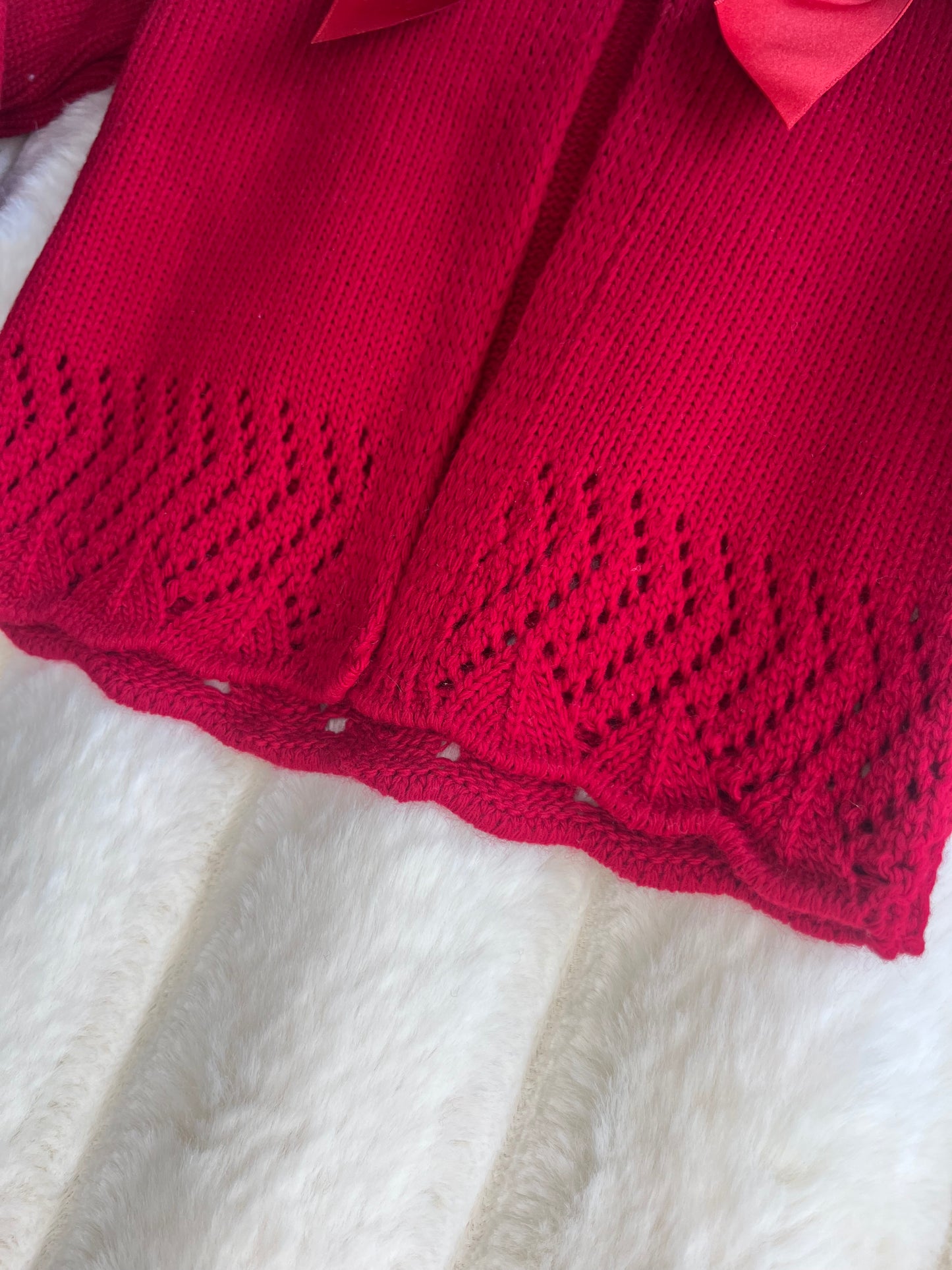 Girls Red Double Bow Cardigan