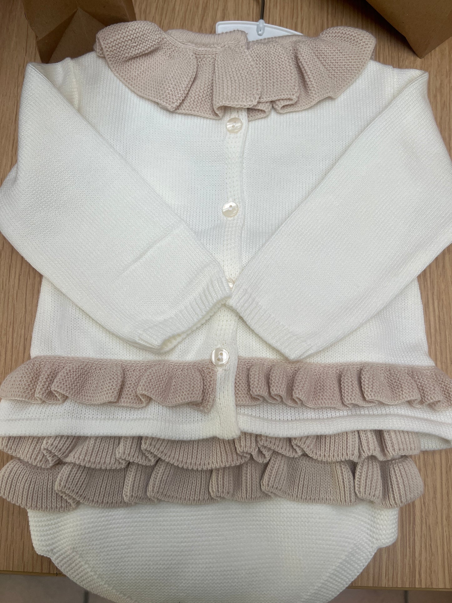 Girls spotty frill two piece.