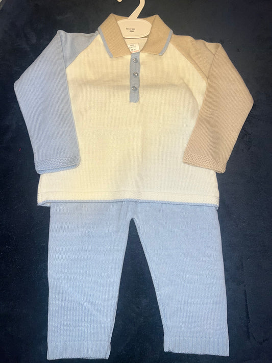 Boys Blue & Beige Loungewear Set