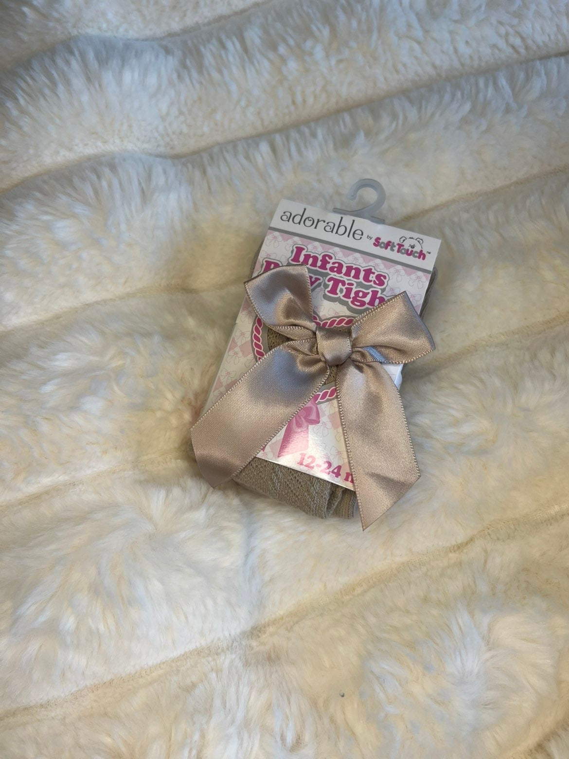 Beige Bow Infant Tights 🎀